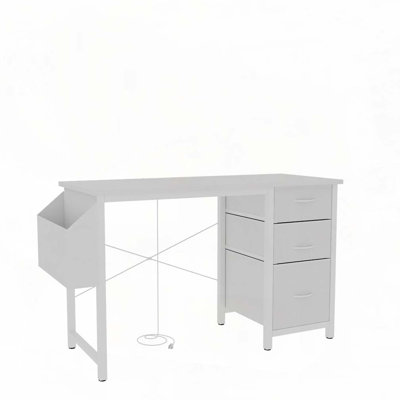 Bureau avec prise de courant, 2 supports pour écran, 2 tiroirs, poche latérale