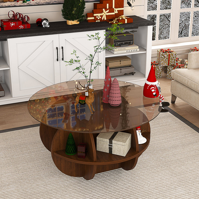 Table basse ronde avec rangement (table incluse seulement)