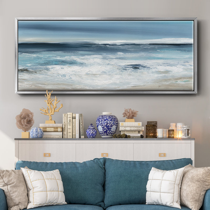 Long Beach - toile encadrée, Argent, H 20 po x l 50 po x P 1,5 po