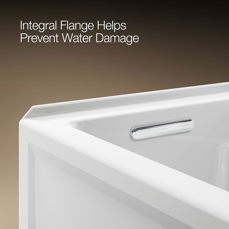 Archer 60" x 32" Alcove/Tile Soaking Bathtub, White, Left