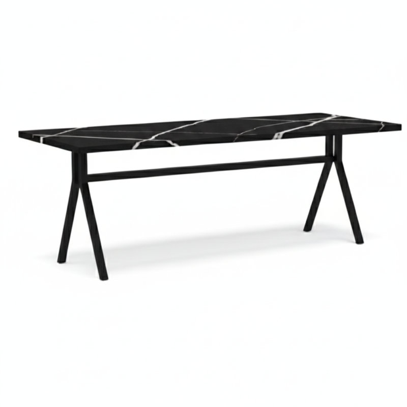 Strut Dining Table, Black, Gold, 30"H x 84"L x 36"W