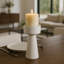 Porte-bougie moderne conique et pilier pour la décoration intérieure - Support de bougie d'inspiration plancher pour table et décoration de salon - Blanc-359718871-367978493
