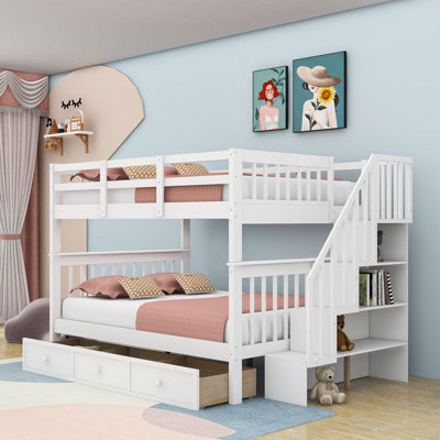 Dinuk Full over Full Wood Bunk Bed with Drawers
