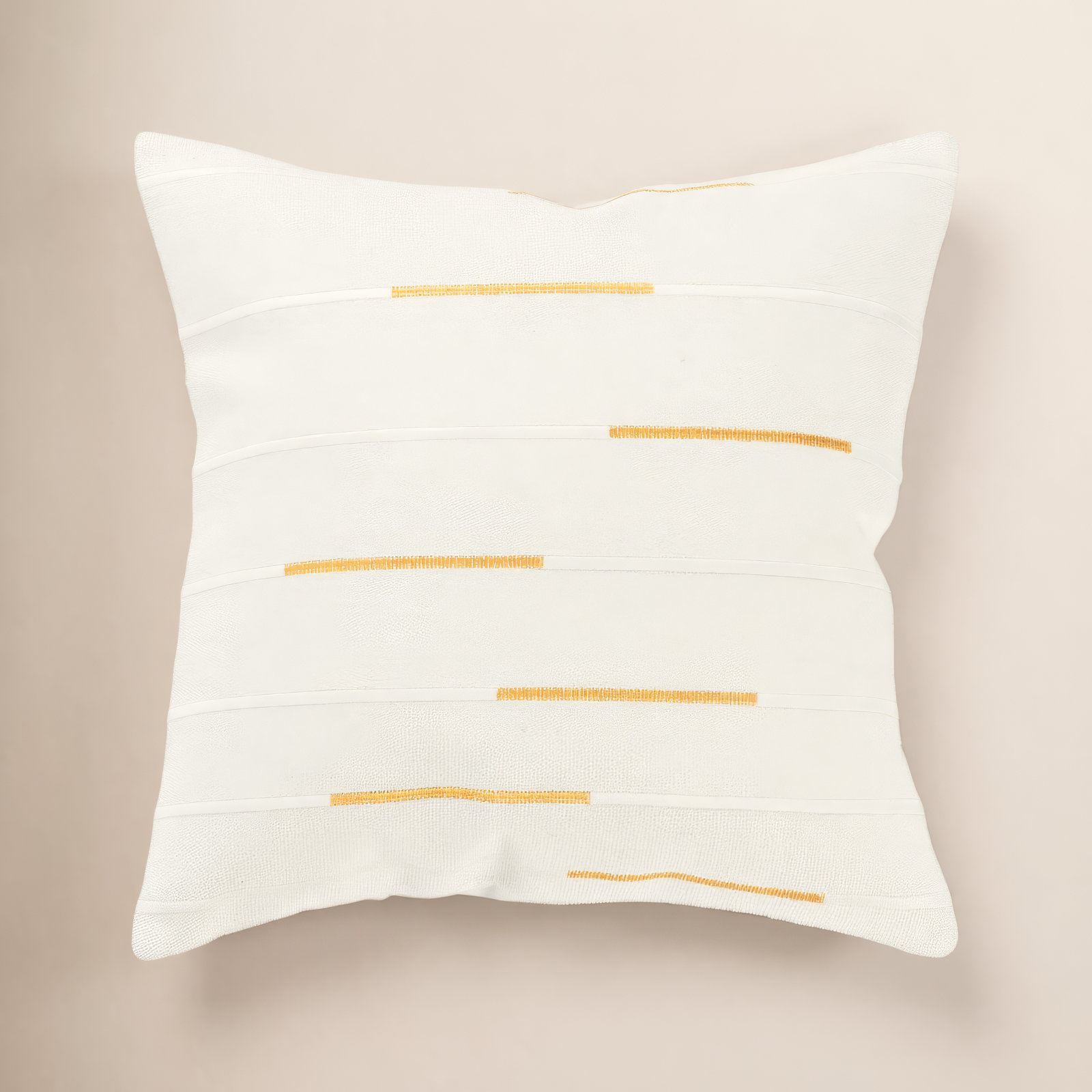 Oda 100% Cotton Throw Square Pillow Cover & Insert, Ivory/Yellow