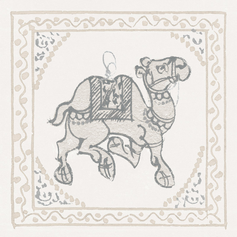 Winter Caravan Camel par Wild Apple Portfolio - impression sur toile tendue, H 36 po x l 36 po, Papier avec cadre noyer, Non