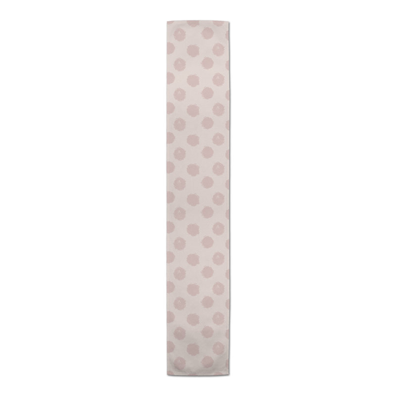 Chemin de table à pois, 72 po x 16 po, Rose / blanc