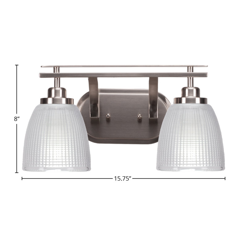 Barre d'éclairage de salle de bain 2 lumières Alirra avec verre de 6 po, Nickel brossé