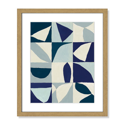 Yellow Mayan I Blue Version By Isabelle Z  - Framed Art w/ 4 Ply Matboard