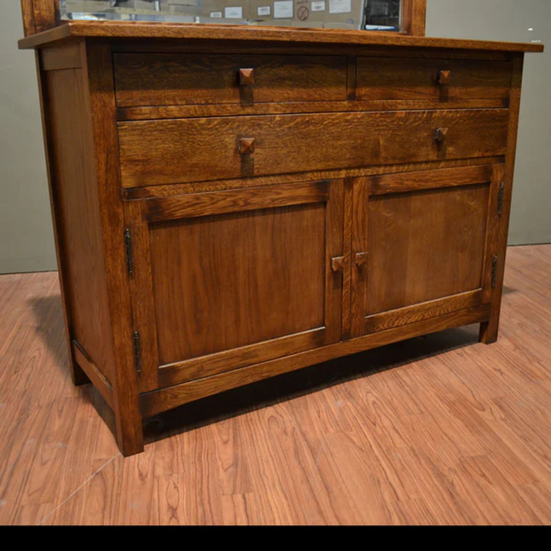 Arts And Crafts 19'' Solid Wood Sideboard, Walnut