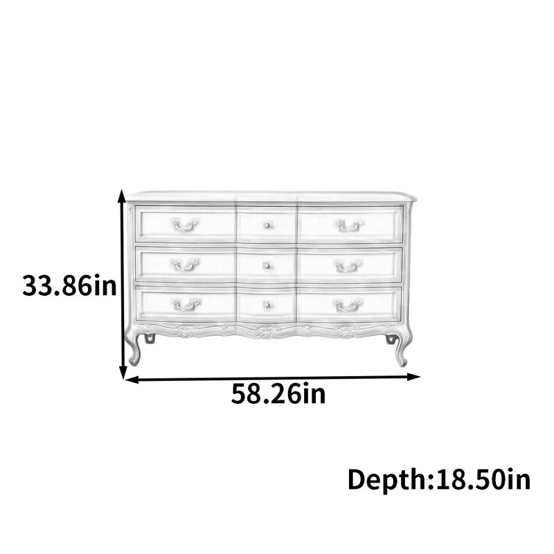 Commode de style français rétro sculptée, Brun