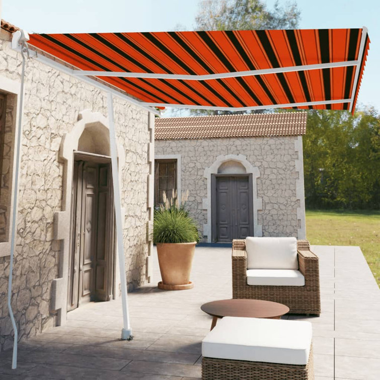 Dakota Fields 137.55cm W x 2.5cm D Orange/Brown Cover Retractable Patio Awning