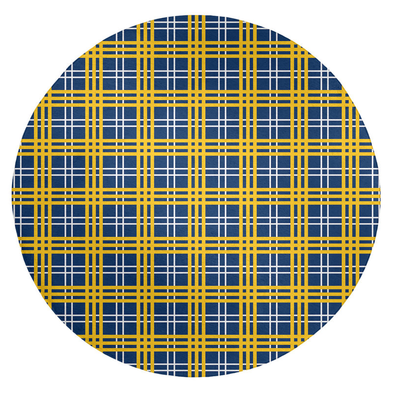 Tapis à carreaux bleu, Rond 5 pi