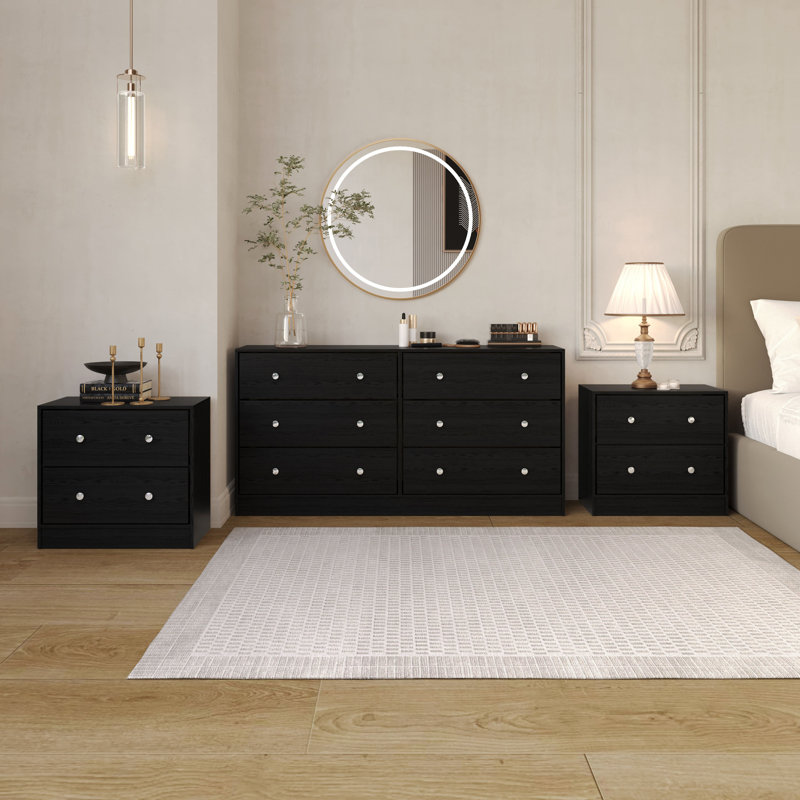 Commode avec 2 tables de chevet Altoona, Noir