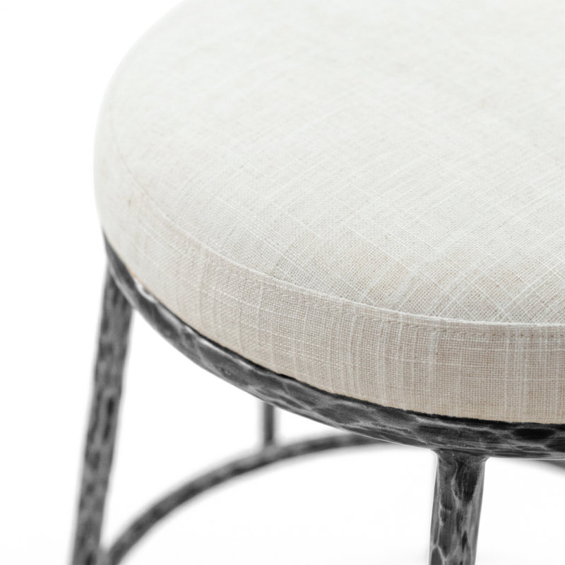 Tabouret à hauteur de comptoir en acier forgé et martelé Lalia, Gris mat