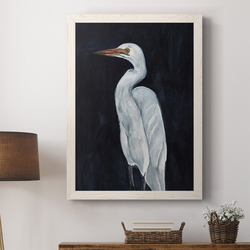 Kalamunda Calm Great Egret I, reproduction d'art sur toile, Cadre blanc, H 37,5 po x l 27,5 po x P 1 po