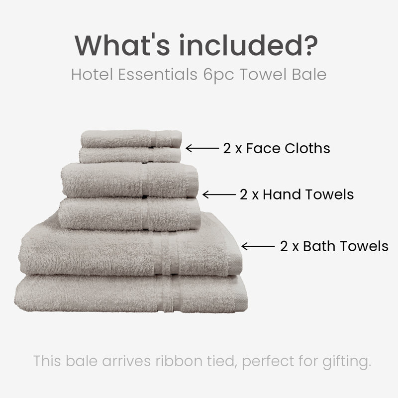 Chilson Essentials 6 Piece Towel Bale Set, Silver