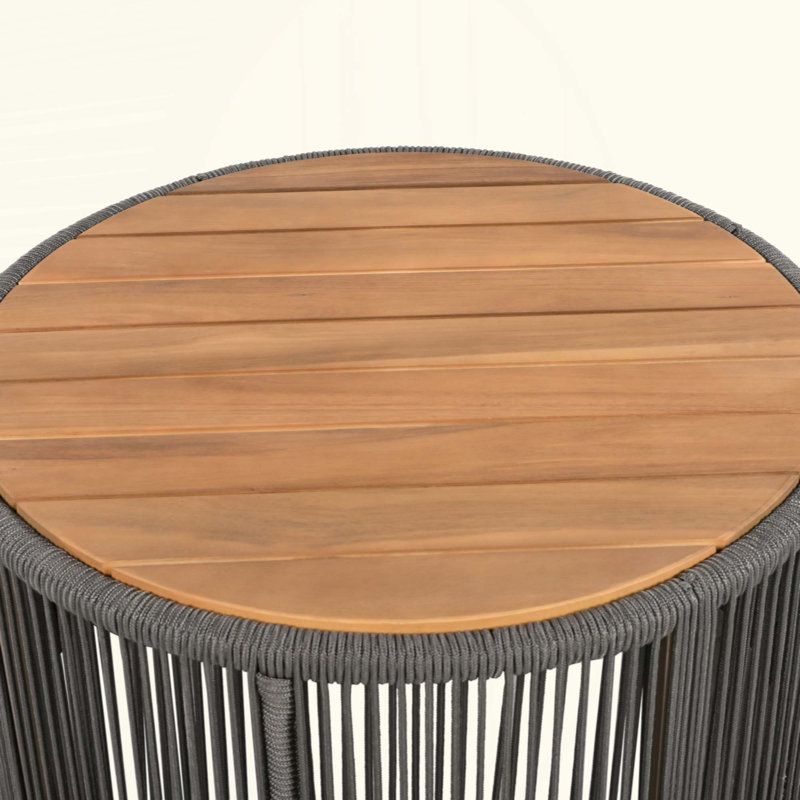 Ensemble de table industrielle rustique, table basse et table d'appoint avec design en corde tissée, ensemble de table moderne et fonctionnel pour le salon et la maison