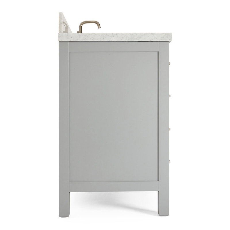 Cambridge 37'' W Single Vanity, Brushed Nickel, Carrara Marble, Gray