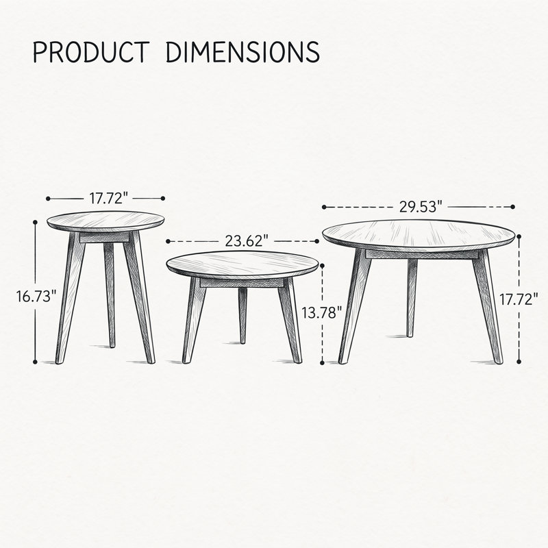 Ensemble de 2 tables gigognes en chêne massif MCM, Chêne