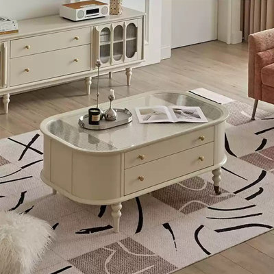 Cream white roller coffee table