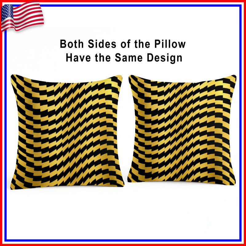 Coussins décoratifs à chevrons dorés et noirs, 14 X 14 pouces