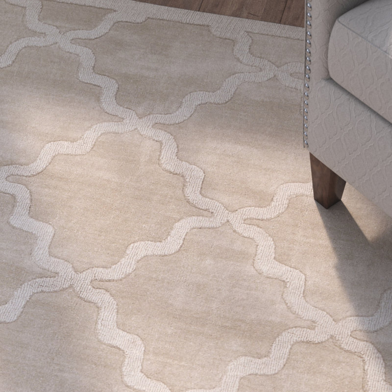 Tapis kaki en laine tissé à la main Aurillac, Rectangulaire 3 pi x 5 pi