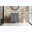 Meuble-lavabo avec lavabo en céramique, deux portes à fermeture amortie et grandes étagères de rangement, gris-2024271252-2024271259