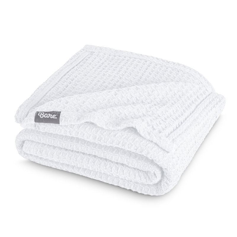 Couverture en coton gaufré, Jeté, White