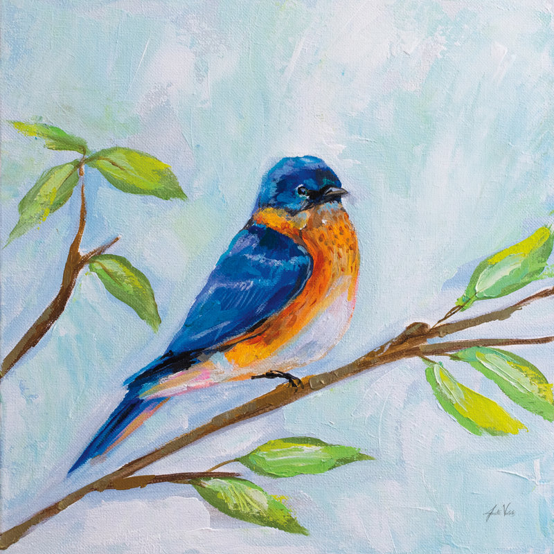 "Bluebird" par Jeanette Vertentes - reproduction d'art sur toile tendue, H 20 po x l 20 po