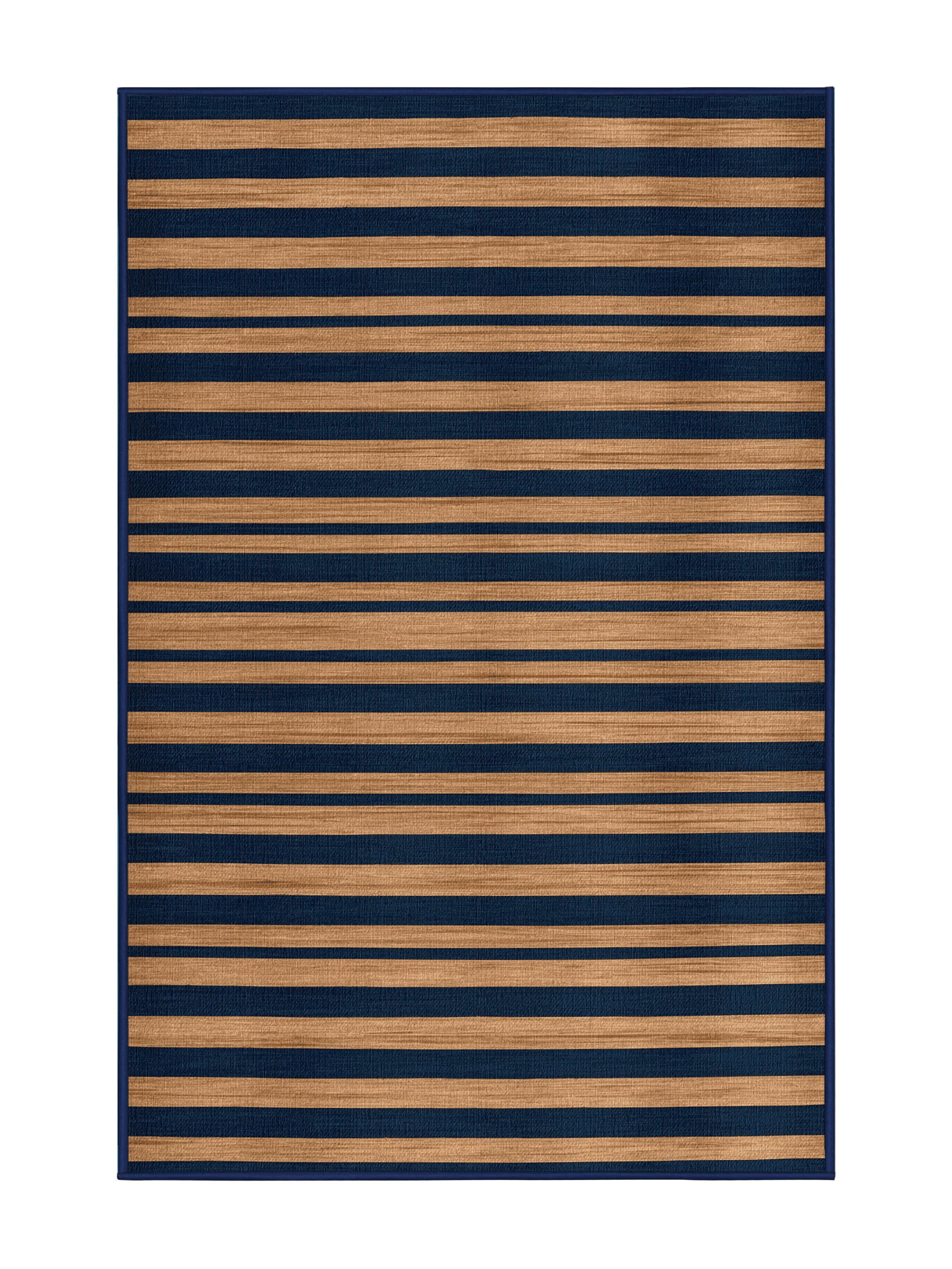 Ginza Six Machine Washable Horizontal Stripes Blue Area Rug | Wayfair