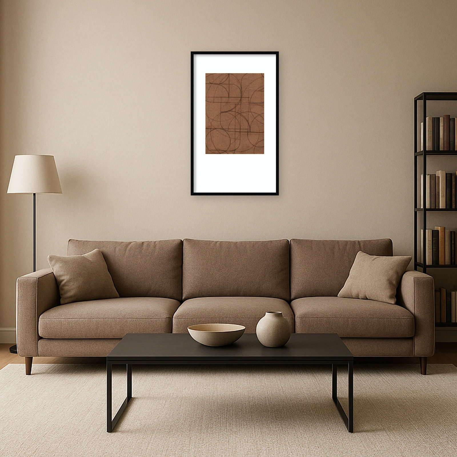 Curved 1 Print by Dan Hobday, 41" H x 25" W, Svelte Noir Black Framed Print with Mat