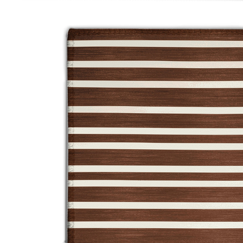 Tapis intérieur / extérieur brun HorizontalStripes, Rectangulaire 2 pi x 3 pi
