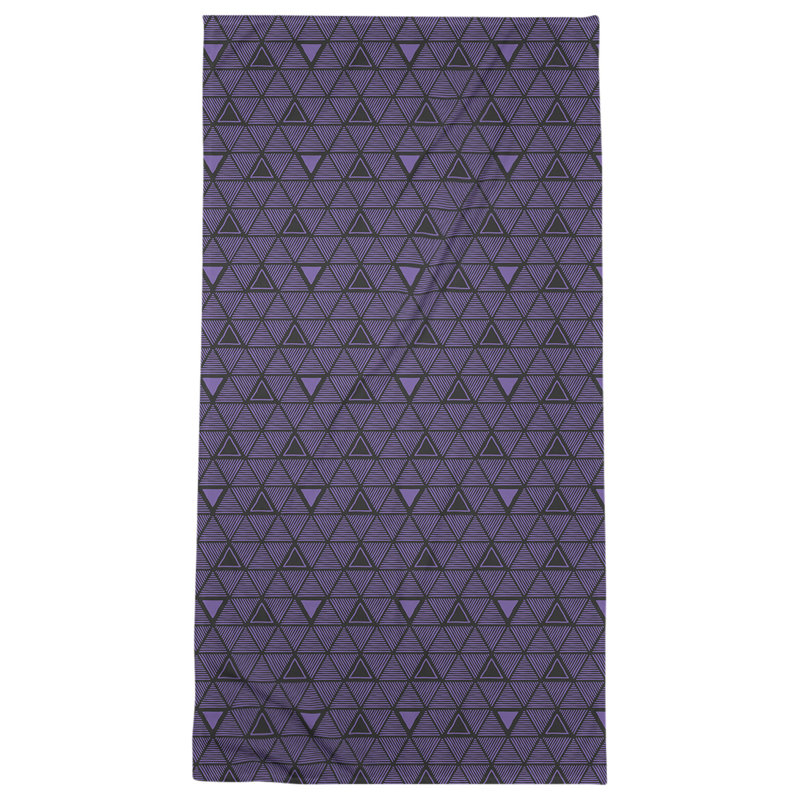 Serviette de plage classique à motif de triangles dessinés à la main, Mauve / Noir