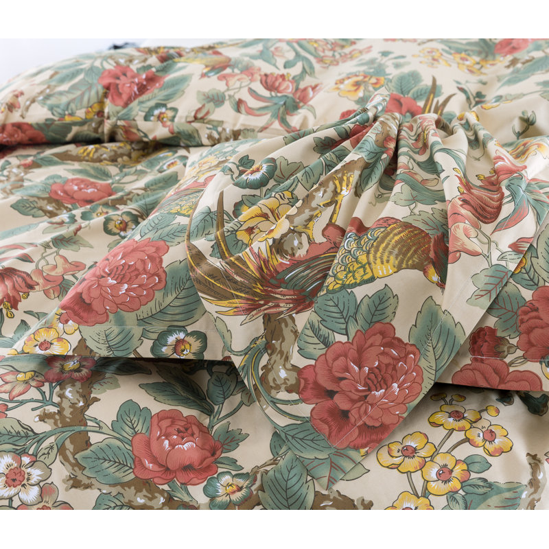  Ensemble de housse de couette moderne et contemporain vert / rouge 3 pièces