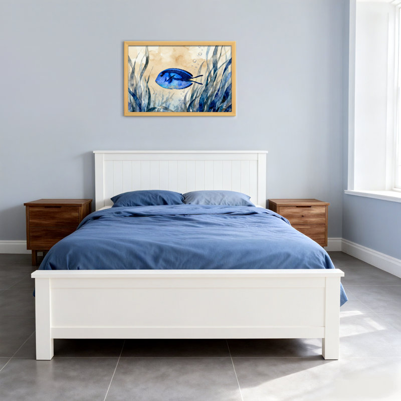 Animal poisson bleu nageant parmi des bulles d'algues, Toile tendue, Ne s’applique pas, H 20 po x l 30 po