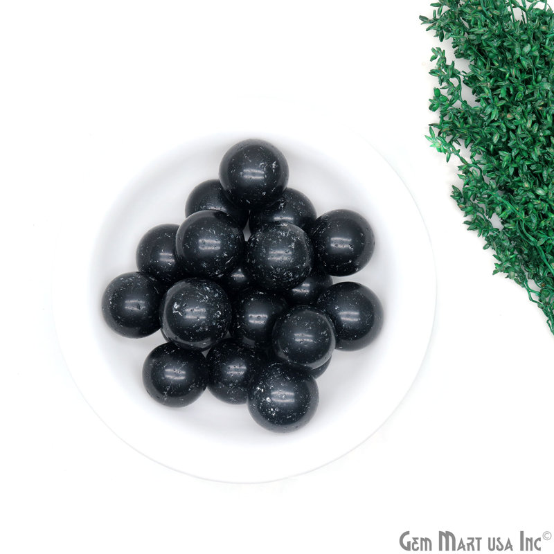 Natural Polished Gemstone Sphere, Decorative Accent, Smooth Ball Home Decor, 15-25mm, Black Onyx