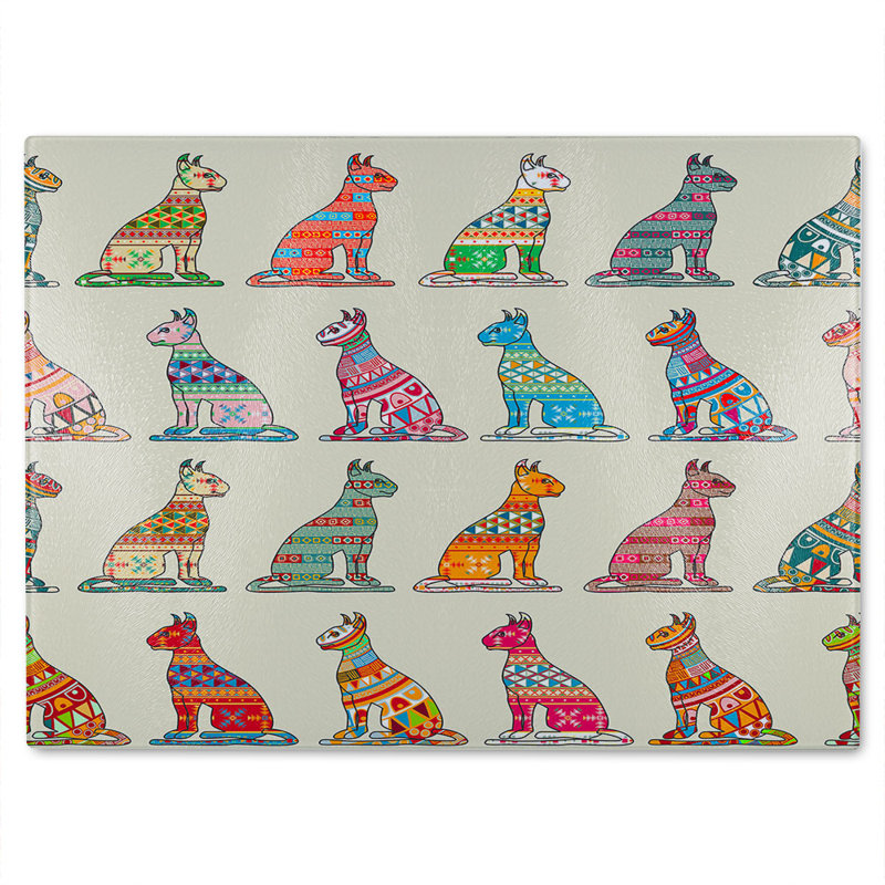 Egyptian Cats Glass Chopping Board