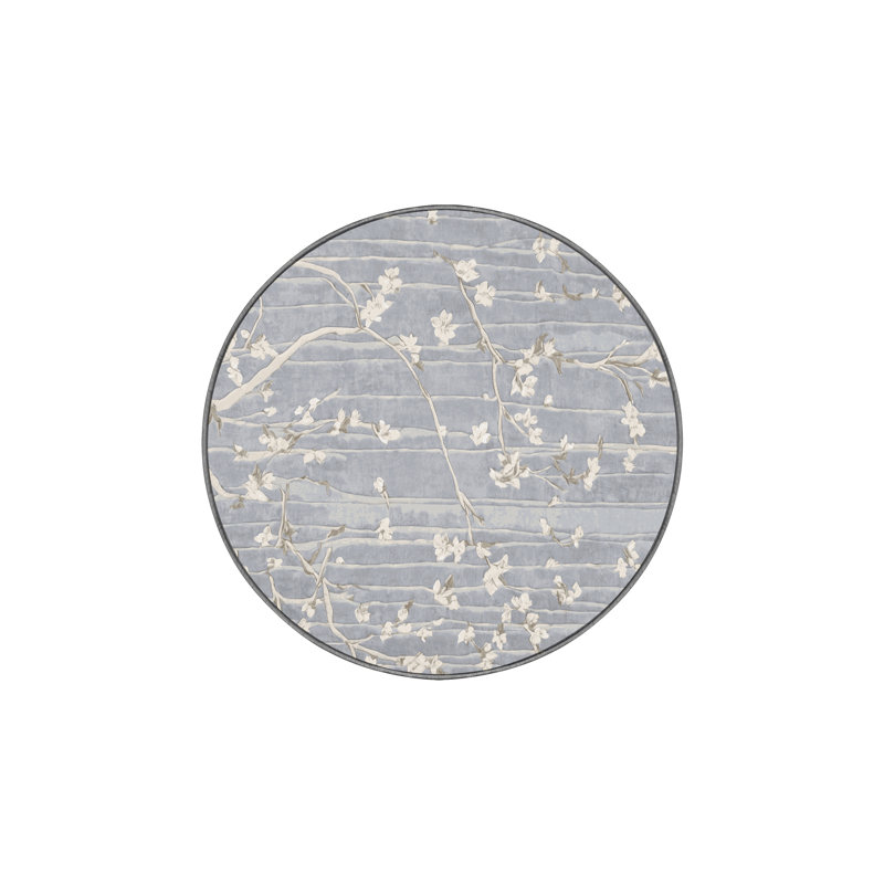 Silky Soft Plush Gray Area Rug, Round 4'