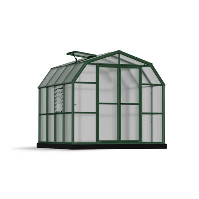 Palram - Canopia Prestige 2 - 8' W x 8' D Walk-In Hobby Twin Wall Polycarbonate Resin Frame Greenhouse with Starter Kit - Green