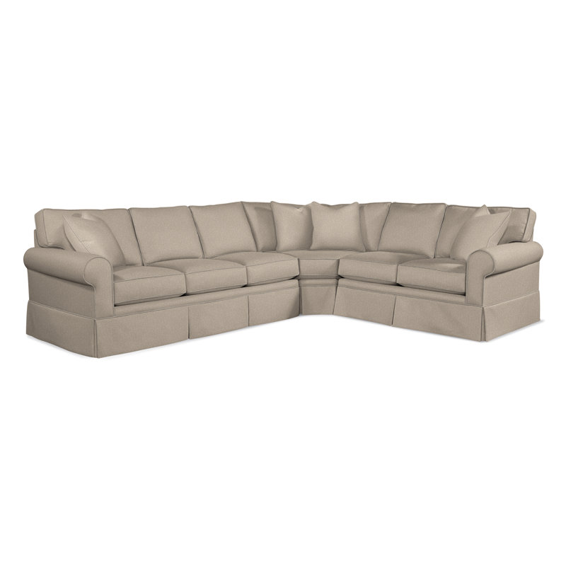 Canapé modulaire de coin large 124 po Benton, Velours Marquis colombe ‑ 0913-84, Accoudoir à droite (vu de face)