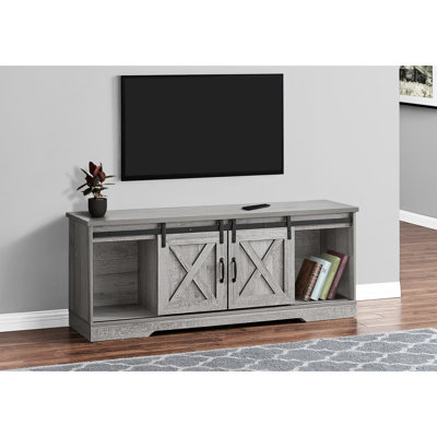 Modern Tv Stand, 60 Inch, Grey Laminate, With Storage For Media And Electronics Stand Console, Large Capacity