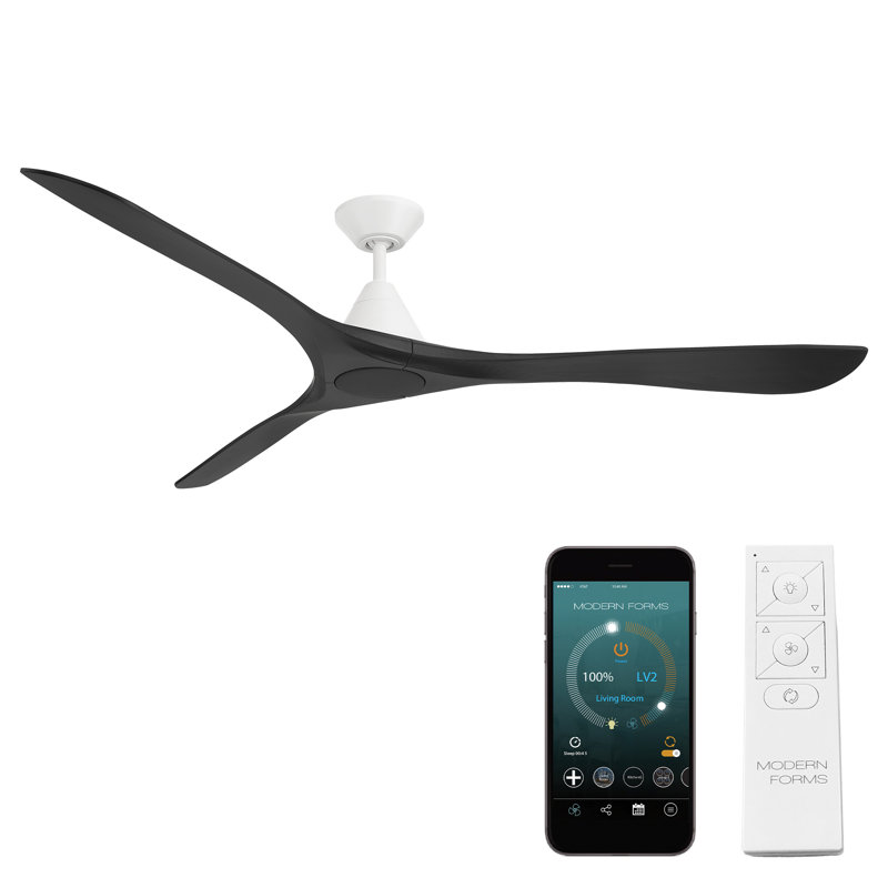  Ventilateur de plafond 72 "à pales en bois naturel avec télécommande incluse, fonctionne avec Alexa et une application Android