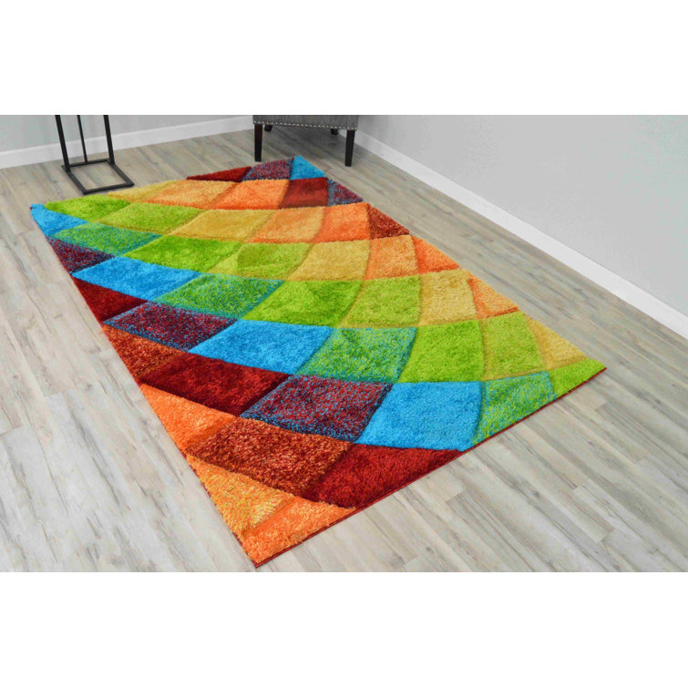 Modern Arriola Shag Abstract Geometric Rug For Living Room Bedroom