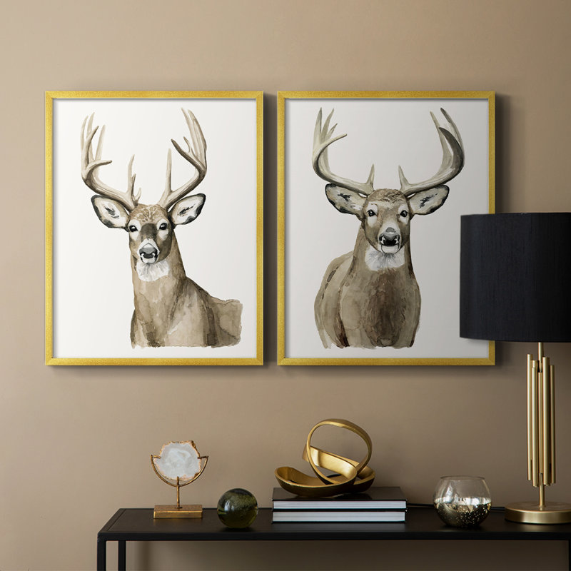 Impression encadrée Handsome Whitetail I-Premium - prête à être accrochée - aucun clou requis - aucun clou requis, Doré