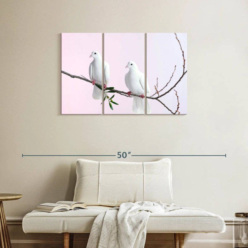 Brampt Perched White Doves, 24" H x 38" W