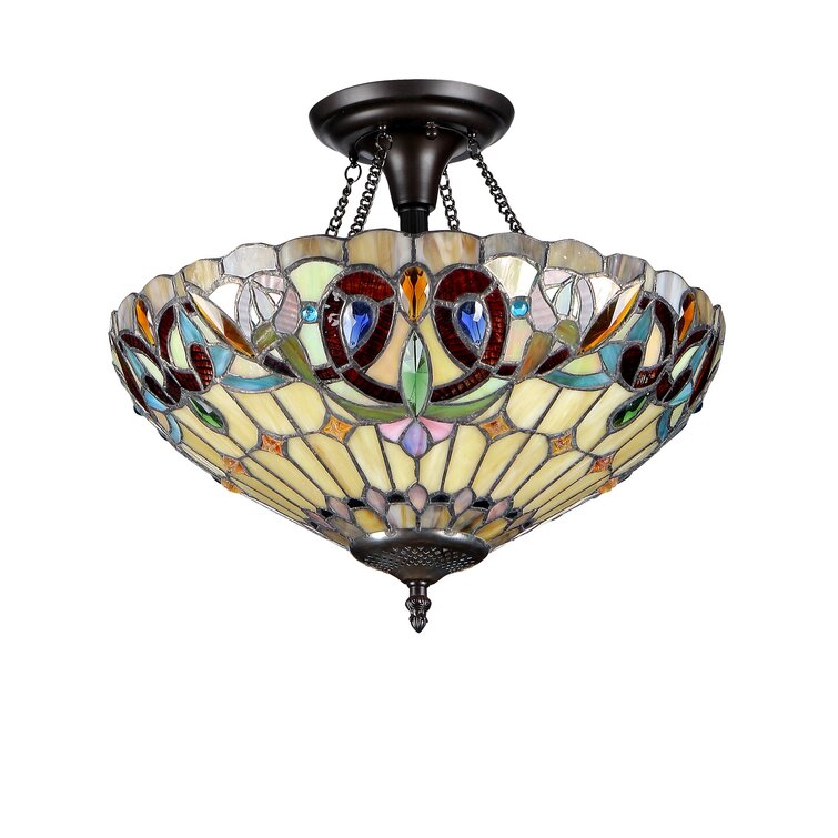 Astoria Grand Laurie Glass Semi Flush Mount & Reviews | Wayfair