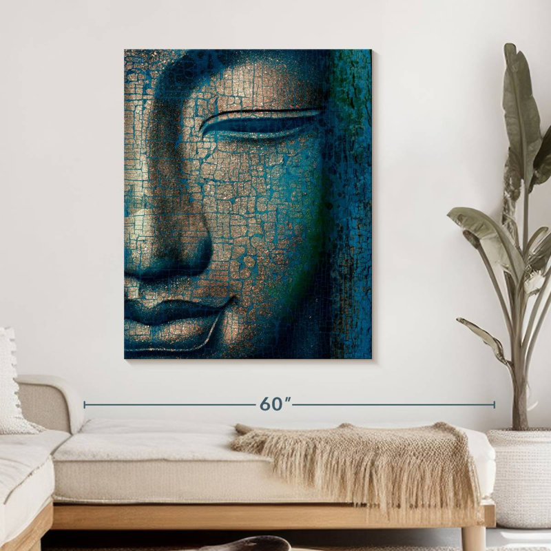 Kemble Fissured Buddha Face Canvas Print, 45" H x 36" W x 1.25" D