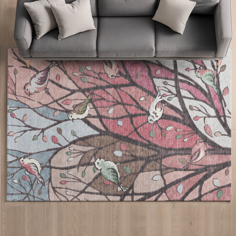 Tapis botanique de qualité supérieure lavable à la machine Mayfield AMF2336, Rosé, 3 pi x 5 pi