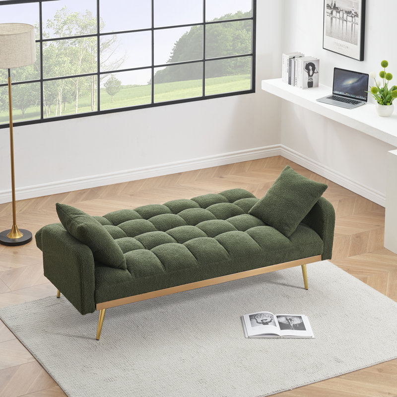 Canapé-lit à accoudoirs carrés 69 po Rinor, Polyester vert