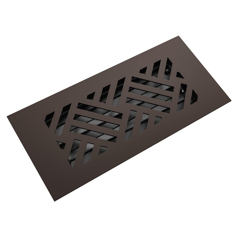 Reggio Register 4x10 Low-Profile Steel Floor Vent Cover - Diagonal Pattern - Rust-Proof Louver, Oil Rubbed Bronze